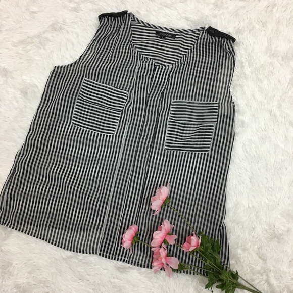 Papermoon Tops - Black&white striped sheer blouse size L